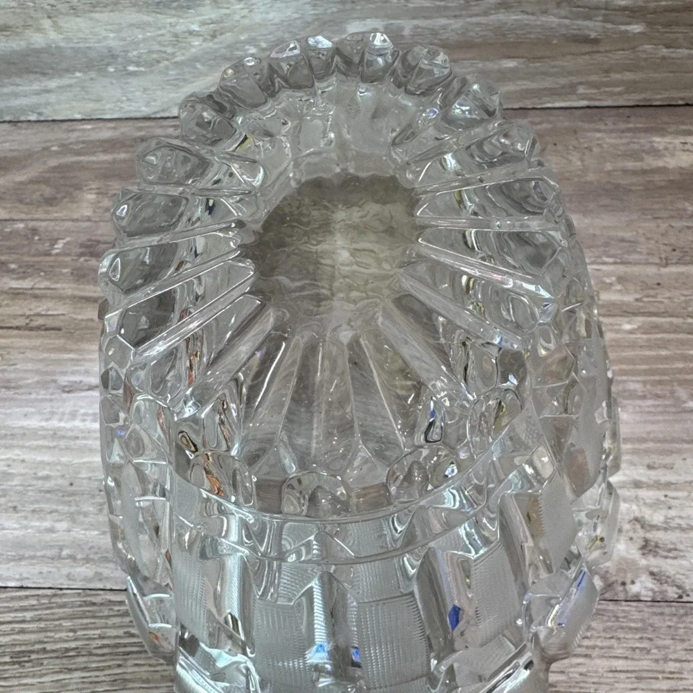 Vintage 1930's BannerLife 24% Lead Crystal Oval Bowl Brilliant File Cut Panels